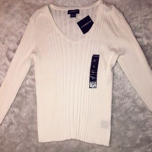 Liz Claiborne Ivory Ribbed Pullover